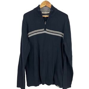 Eddie Bauer Stripe Quarter Zip Sweater Blue Men Size LT Large TALL